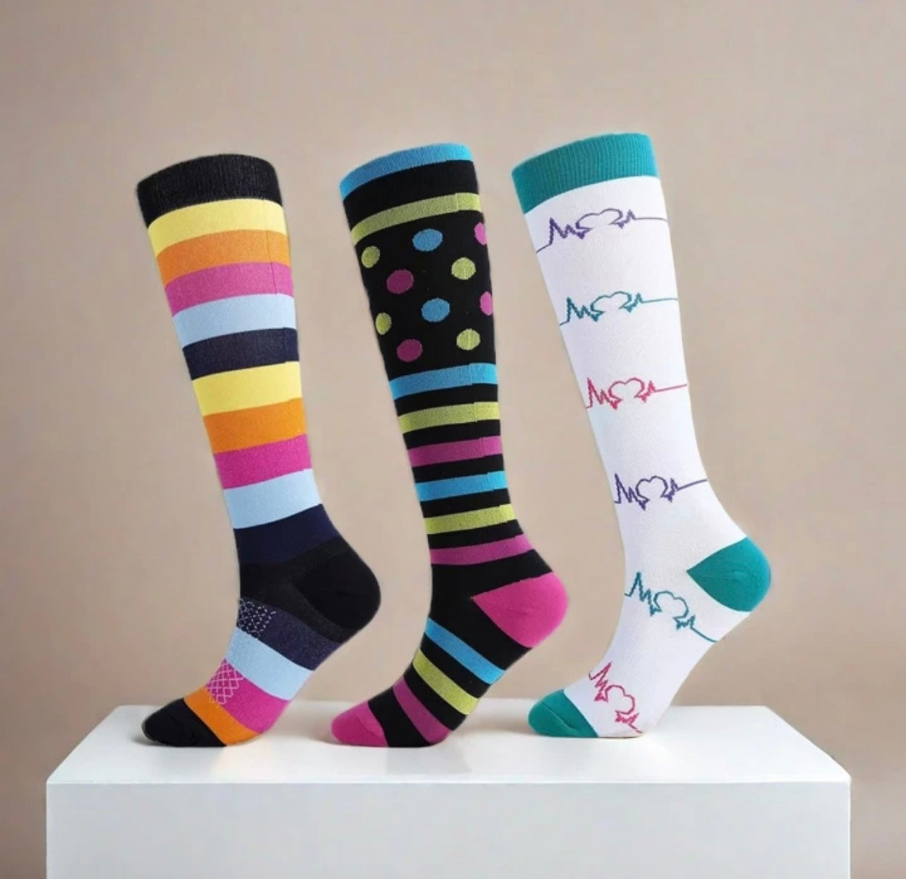 Multicolor Stripe Compression Socks