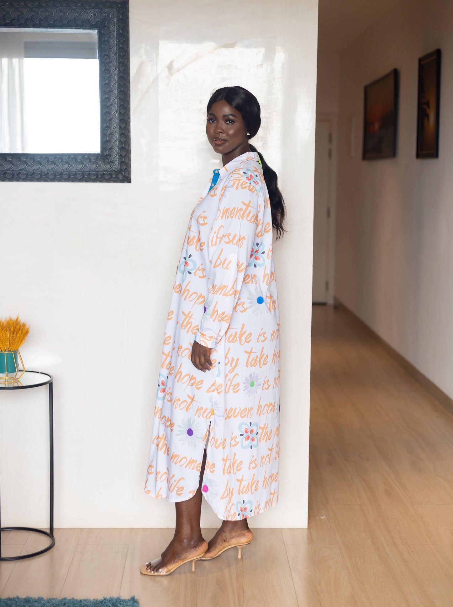 Graphic Print Maternity Maxi Shirt Dress