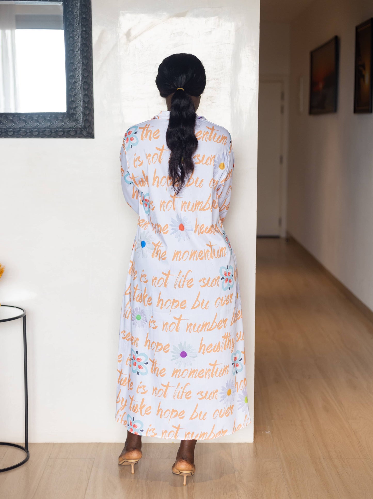 Graphic Print Maternity Maxi Shirt Dress