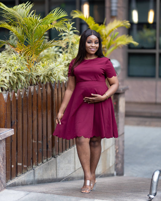 Maternity Burgundy Skater Dress