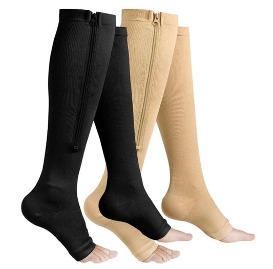 Zip Up Open Toe Compression Socks