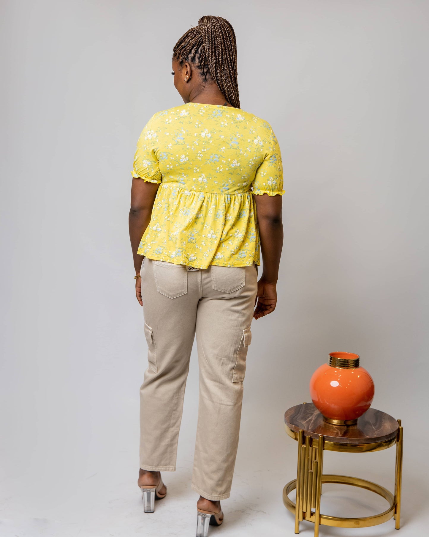 Yellow Floral Maternity/Nursing Peplum Top