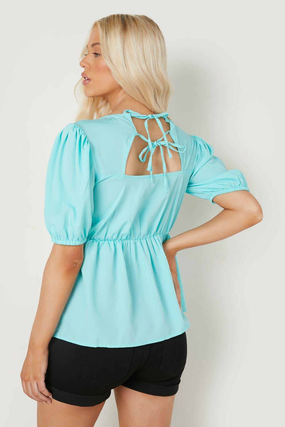 V-Neck Tie Back Maternity Blouse