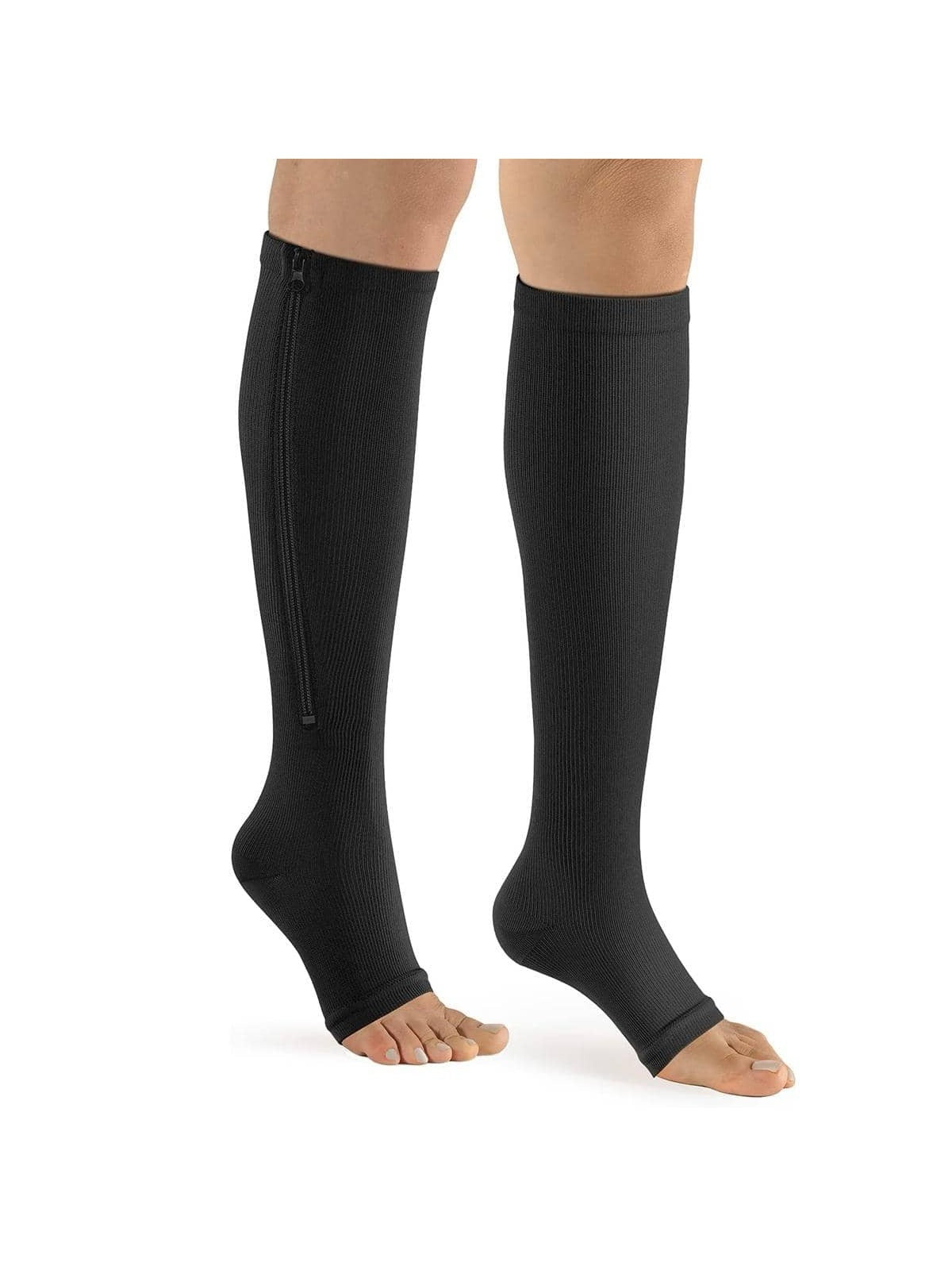 Zip Up Open Toe Compression Socks