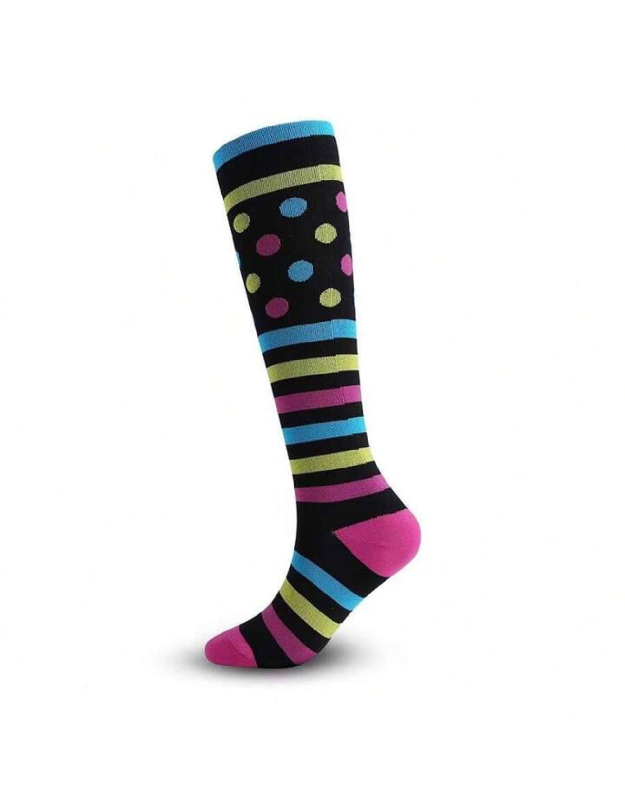 Polka Dot Stripe Compression Socks