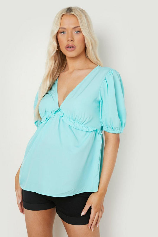 V-Neck Tie Back Maternity Blouse