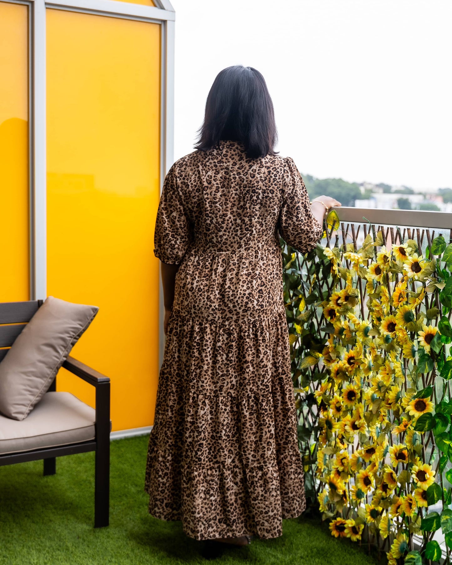 Leopard Print Maternity Midi Smock Dress