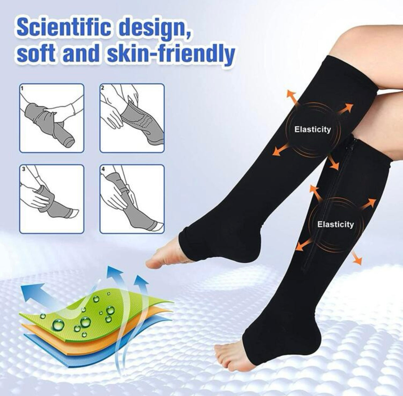 Zip Up Open Toe Compression Socks