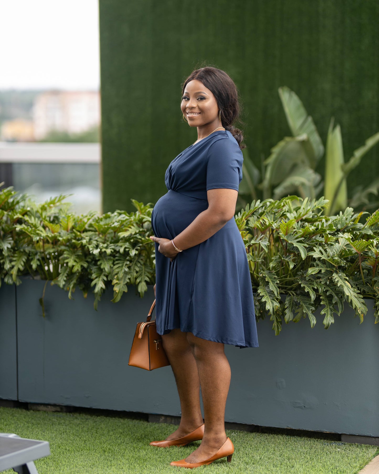 Nursing/Maternity Navy Skater Dress