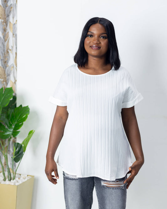 Maternity Textured White Top