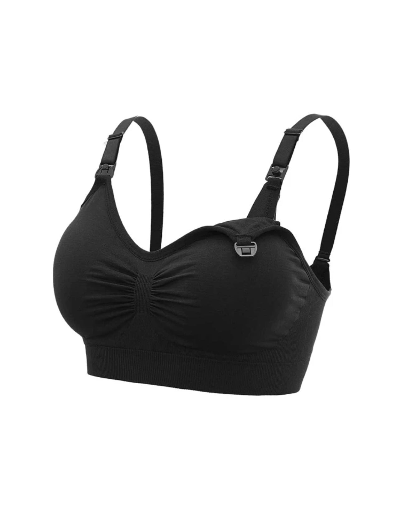 Black Ruched Nursing Bra