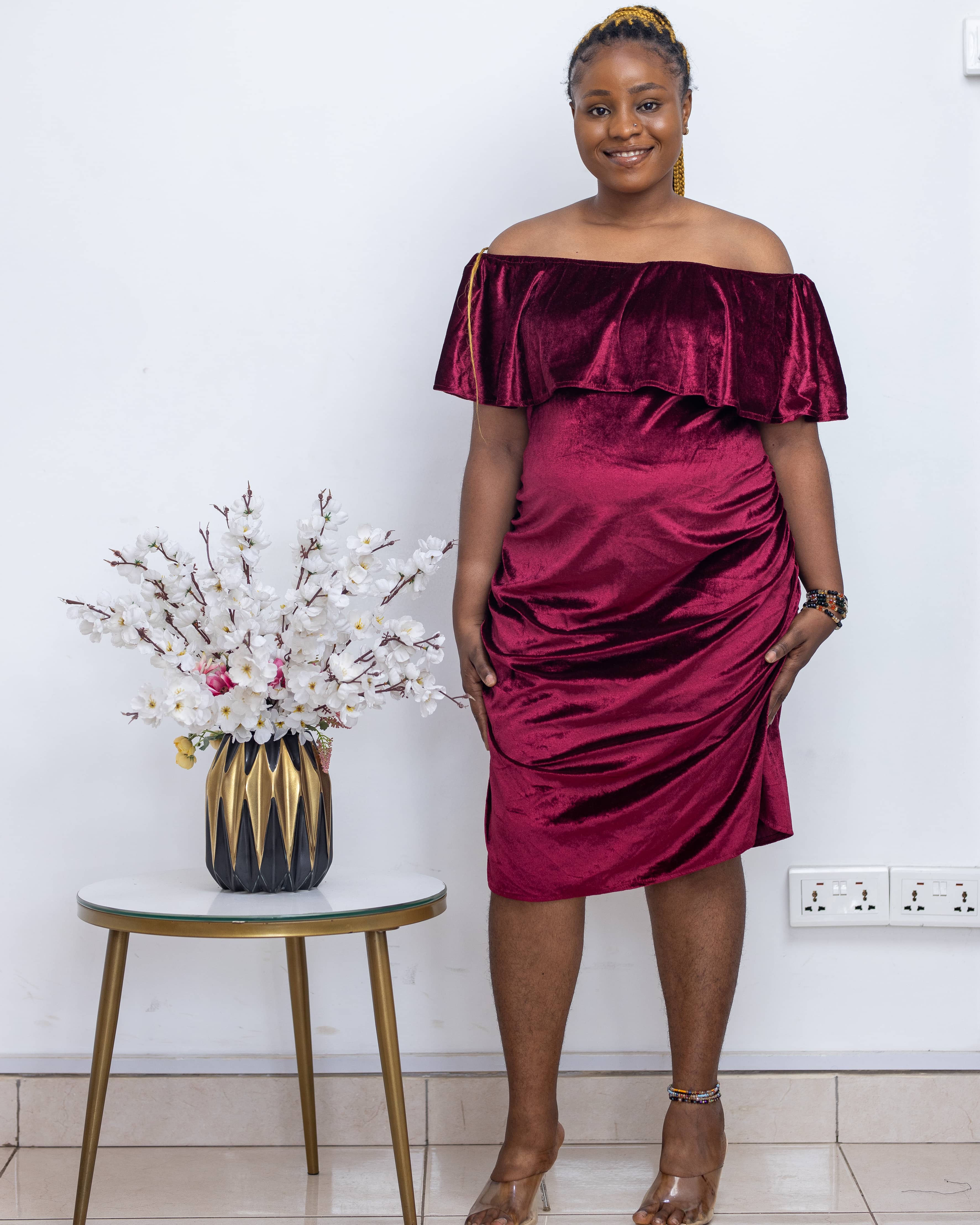 Burgundy velvet 2025 maternity dress