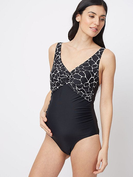 Print Bust Twist Front Maternity Swimsuit