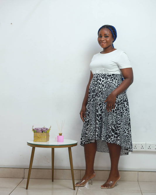 Giraffe Print Pleated Maternity Skirt