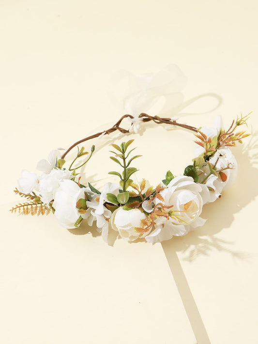 Flower Hair Band White