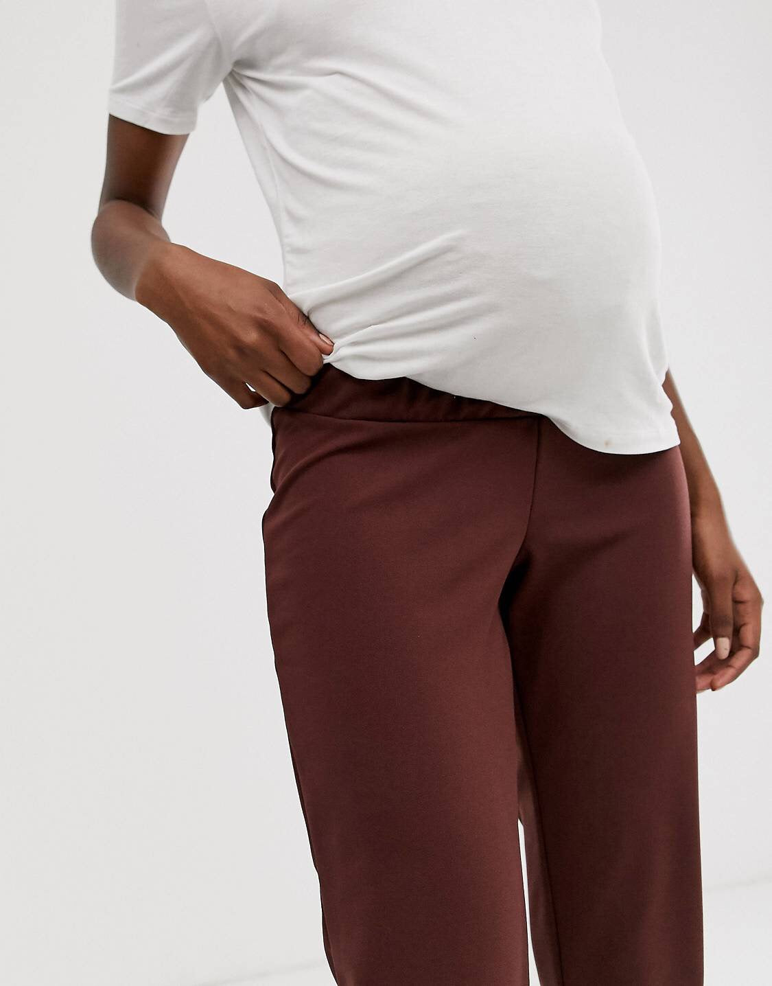 Chocolate Under Bump Maternity Trousers