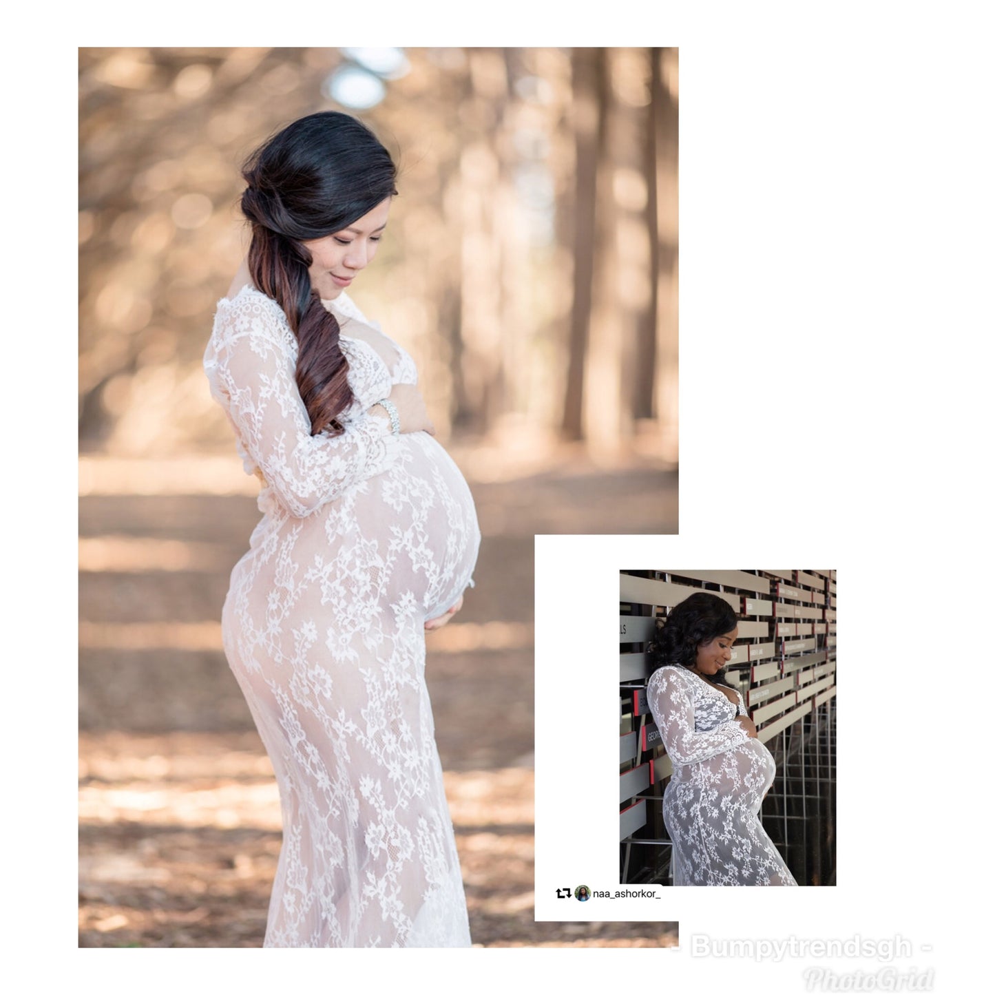 Transparent Lace Maternity Photo Shoot Gown