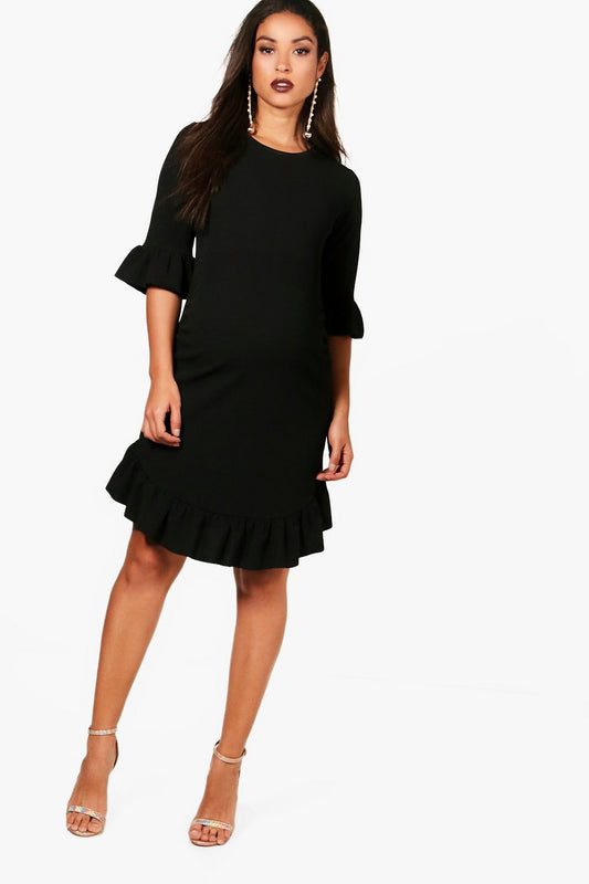 Maternity Curved hem 3/4 sleeve dress