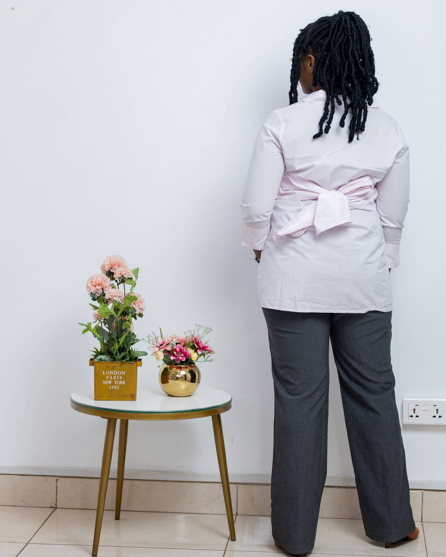 Pink Cotton Office Maternity/Nursing Shirt