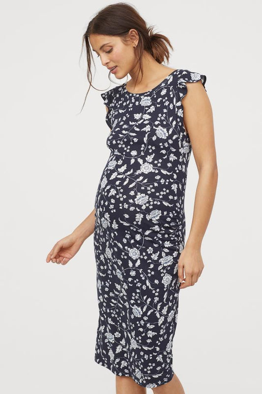 Navy Floral Shift Maternity Dress