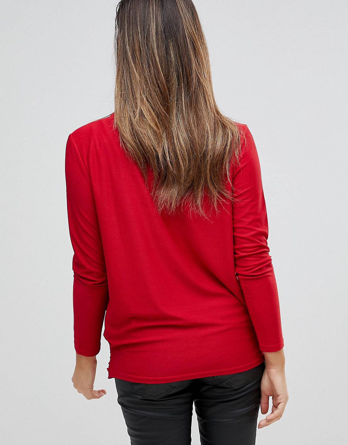 Red 3/4 Sleeve Wrap Over Maternity/Nursing Top