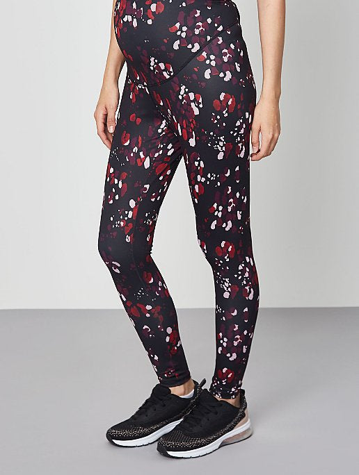 Burgundy Animal Print Maternity Sports leggings