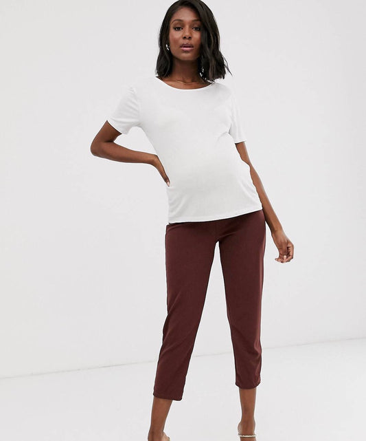 Chocolate Under Bump Maternity Trousers